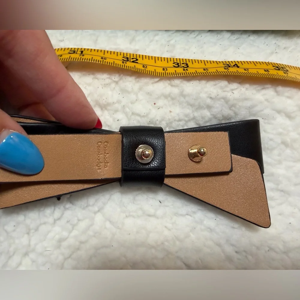 NEW Kate Spade Women’s Synthetic Leather Black Waist Narrow Bow Belt Size S/M